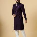 Classic Dark Purple Achkan for Men | Elegant Ethnic Wear | Jaipurio